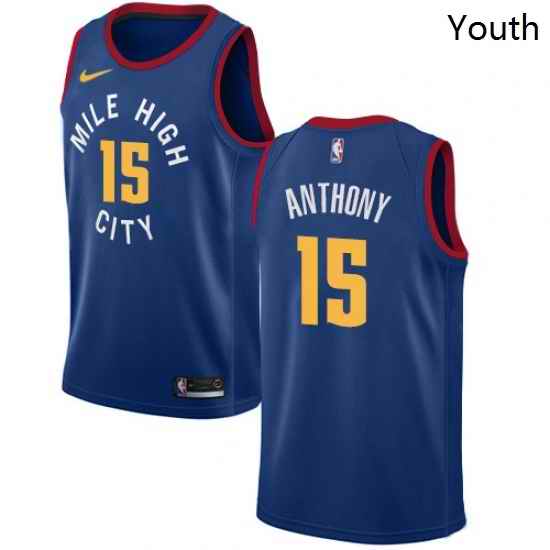 Youth Nike Denver Nuggets 15 Carmelo Anthony Swingman Light Blue Alternate NBA Jersey Statement Edition